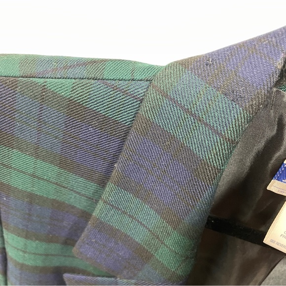 Vintage 12P Pendleton Wool Green and Blue Plaid Tartan Blazer Jacket - Picture 8 of 10